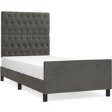 The Living Store Posteljni okvir z vzglavjem temno siv 90x190 cm žamet - Posteljni Okvir Z Vzglavjem, (21491807) | Shoptok.si