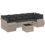vidaXL Vrtna sedežna garnitura 8-delna z blazinami sv. siv poli ratan, (21057326) | Shoptok.si