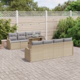  10-dijelni set sofe za vrt s jastucima Bež poly ratan | shoptok.hr