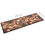 vidaXL kuhinjski tepih s uzorkom kave perivi smeđi 45 x 150 cm | shoptok.hr