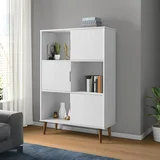 vidaXL Knjižna omara MOLDE bela 90x35x133,5 cm trdna borovina