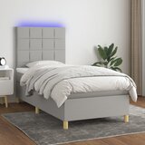  box spring s madracem LED svjetlosivi 90x190 cm tkanina | shoptok.hr