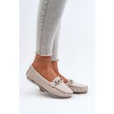 S. BARSKI Women's Leather Moccasins with Beige Decoration S.Barski LR339 | Shoptok.si
