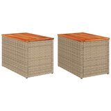  Vrtni bočni stolići 2 kom bež 55 x 34 x 37 cm poliratan i drvo | shoptok.hr