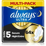 Always ultra Secure Night Extra vložki 64 kos