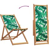 vidaXL Sklopive stolice za plažu 2 kom tkanina i drva uzorkom lišća | shoptok.hr