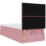  Otomanski posteljni okvir z vzmetnicami roza 90x190cm žamet | Shoptok.si