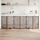 vidaXL Vrata za pse s vratima sklopiva 6 panela smeđi hrast 300 cm | shoptok.hr