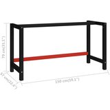  Okvir za radni stol metalni 150 x 57 x 79 cm crno-crveni | shoptok.hr