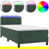 vidaXL Krevet box spring s madracem LED tamnozeleni 90x190 cm baršun | shoptok.hr