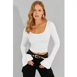 Cool & Sexy Women's White Front Back U Crop Blouse CG302