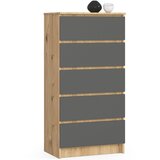AKORD KOMODA K60 5SZ CLP OAK ARTISAN / SIVI, (21703161) Cene