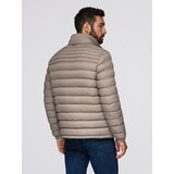 Ombre Men's lightweight jacket of combined materials with hood and decorative quilting - black | Shoptok.si