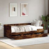  The Living Store Dnevna postelja s predali dimljeni hrast 100x200 cm inž. les - Dnevna Postelja, (21499871) | Shoptok.si