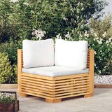 Maison Chic Vrtni kotni kavč - Zunanji kavč s krem blazinami trdna tikovina, (22040620) | Shoptok.si