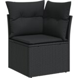 vidaXL 9-delni vrtni kavč set z blazinami črn poli ratan akacija | Shoptok.si