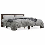 Furnova Posteljni okvir rjav hrast 200x200 cm inženirski les in kovina, (21934764) | Shoptok.si