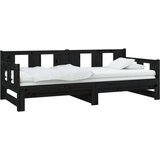  Dnevni ležaj na izvlačenje 2 x (90 x 190) cm crni od borovine | shoptok.hr