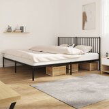 The Living Store Kovinski posteljni okvir z vzglavjem črn 193x203 cm - Posteljni Okvir, (21528186) | Shoptok.si