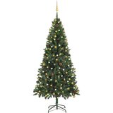 vidaXL umjetno božićno drvce s LED svjetlima i kuglicama zeleno 210 cm | shoptok.hr