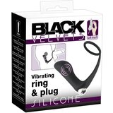 Black Velvets Black Velvet - Silikonski analni vibrator z obročkom za penis (črn) | Shoptok.si