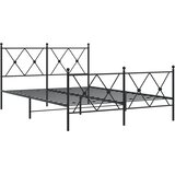  Metalni okvir kreveta uzglavlje i podnožje crni 140x200 cm | shoptok.hr
