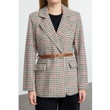 Trendyol Multi Color Regular Lined Belted Plaid Woven Jacket | Eponuda.ba