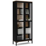 Tvilum Crna/u prirodnoj boji vitrina u dekoru oraha 89x203x36 cm Roomers – | shoptok.hr