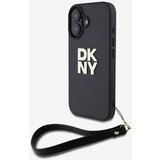 Dkny PU Leather Stack Logo Wrist Strap Zadní Kryt pro iPhone 16 Black Ovitek za telefon Vijolična | Shoptok.si