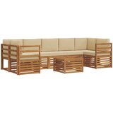  Set vanjskih sofa 8 pcs Prirodna i bež Čvrsto drvo akacije | shoptok.hr