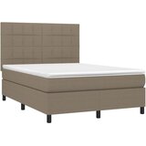  Krevet s oprugama i madracem smeđesivi 140 x 190 cm od tkanine | shoptok.hr