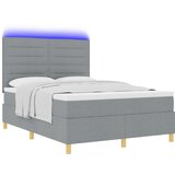 vidaXL Box Spring Postelja z Mattresom & LED Osvetlitev Siva 140x200 cm Tkanina | Shoptok.si