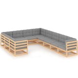  Sedežna garnitura 10-delna z blazinami trdna borovina | Shoptok.si