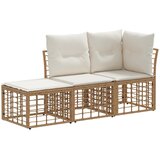  Set vanjskih sofa s jastukom 3 pcs Prirodna Poliester | Eponuda.com