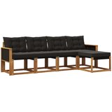 vidaXL Zunanja garnitura za sedenje z blazino 5 pcs Naravna in črna, (5000282414) | Shoptok.si