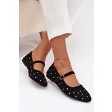 Boto Embellished Women's Ballerinas with Strap Black Olivisse | Shoptok.si