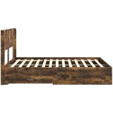  Krevetna konstrukcija s pohranom i uzglavljem Dimljeni hrast Smeđa 140 x 190 cm | Shoptok.si