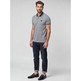 Ombre Men's melange polo shirt with striped collar - black melange | Shoptok.si