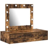 Maison Chic Stenska omarica - Zidna omarica za oblačila z LED lučmi, dimljen hrast iu6, (22063347) | Shoptok.si