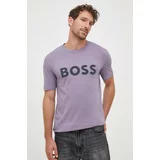 BOSS Orange Bombažna kratka majica BOSS CASUAL moška, vijolična barva