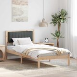  Krevetni okvir s tapiciranim uzglavljem Tamno siva 90 x 190 cm Smeđa | Shoptok.si
