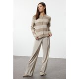 Trendyol Mink Striped Basic Knitwear Cardigan | Shoptok.si