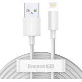 Baseus Simple Wisdom Data Cable Kit USB v Lightning 2.4A (2 kosa/set) 1,5 m, bel | Shoptok.si