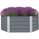 vidaXL Vrtna Visoka Posuda za Biljke 129x129x46 cm Pocinčani čelik Siva boja | shoptok.hr