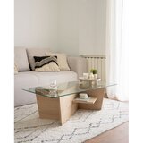 Kave Home Mizica s stekleno mizno ploščo v naravni barvi 60x110 cm Balwind – | Shoptok.si