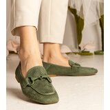 Gemre Green women's perforated loafers with ornament Mensory | Shoptok.si