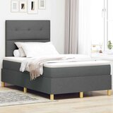 vidaXL vzmetnica s podlago in LED temno siva 120x190 cm tkanina | Shoptok.si
