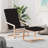 The Living Store Stol za sproščanje s stolčkom za noge črno blago - Stol Za Sproščanje S Stolčkom Za Noge, (21420506) Cene