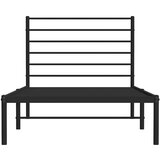  Metalni okvir za krevet s uzglavljem crni 90x190 cm | shoptok.hr