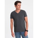 Ombre BASIC men's classic cotton T-shirt with a crew neckline - graphite | Shoptok.si